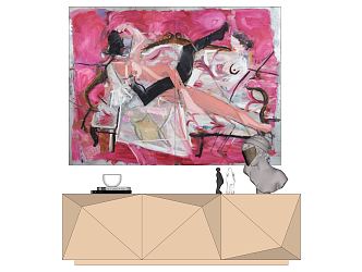 Modern Oil Painting Hanging Painting Decorative Painting Art Painting Decorative Cabinet 3d model