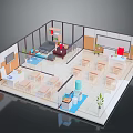 Studio Music Room Classroom Blackboard Chair Table Art Creation Art Creation Art Classroom 3d model