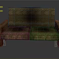 Modern Brown Woven Texture Two Seater Sofa With Armrests And Metal Legs