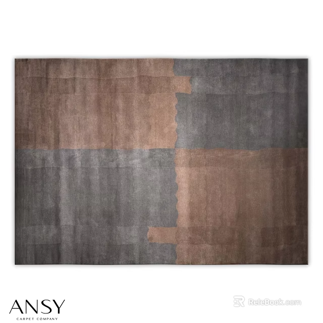 Square Rug With Brown And Gray Patchwork Design For Modern Interior Space 3d model 