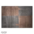 Square Rug With Brown And Gray Patchwork Design For Modern Interior Space