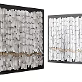 Modern Abstract Wall Art With White Gray Panels Black Frame And Brown Accent