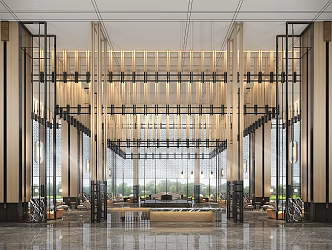 New Chinese Lobby Hall 3d model