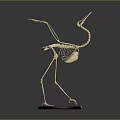 Golden Bird Skeleton Model Standing On Black Circular Base With Gray Gradient Background 3d model