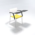 Single Chair with Yellow Seat White Backrest Black Armrests and Small Table Top