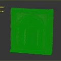 Ancient Stone Ornate Carved Door With Green Panel And Architectural Details