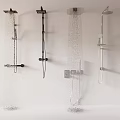 Various Wall Mounted Shower Heads With Different Water Spray Patterns 3d model