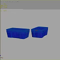 Set of Two Blue Plastic Storage Bins With Red Latches For Organizing