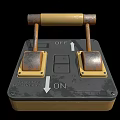 Vintage Foot Switch Device With Two Metal Pedals ON OFF Indicators And Wooden Handle