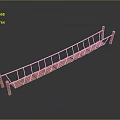 Outdoor Suspension Bridge Structure With Wooden Planks Rope Railings And Wooden Posts