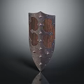 Medieval Metal Shield With Spikes Wooden Panels And Riveted Edges Design