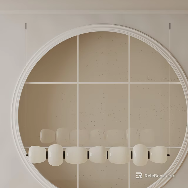 Modern White Spherical Chandelier With Minimalist Design For Living Room Interior 3d model 