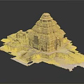 Cartoon Scene Of Ancient Temple With Multi Tiered Tower Intricate Carvings And Stone Steps