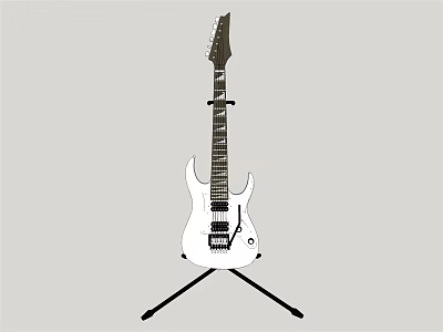 Electric Guitar On Stand For Musical Instrument Display And Practice Tool 3d model
