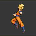 Collectible Action Figure Golden Hair Orange Outfit Blue Belt Fighting Pose Decorative Living Item
