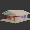 White Classical Greek Temple Model With Columns Pediment And Square Base 3d model