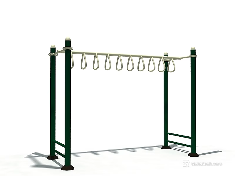 Outdoor Sports Equipment With Green Vertical Poles And Hanging Rings For Fitness 3d model 