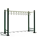 Outdoor Sports Equipment With Green Vertical Poles And Hanging Rings For Fitness