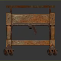 Vintage Rustic Wooden Desk With Rolling Wheels And Distressed Storage Frame For Home Office