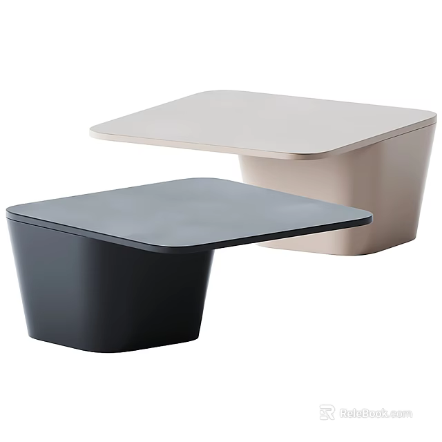 Modern Minimalist Coffee Table With Black And Beige Square Top Design 3d model