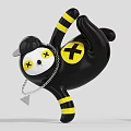 Stylish Black Doll With Hat Chain Star Accents And Chest Logo Design