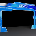 3D Blue Tech Inspired Arch With Circuit Board Design Elements Modern Electronic Style Structure 3d model