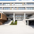 Modern Simple School Middle School Education Building Campus Teaching Building Playground 3d model