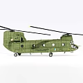 Green Military Helicopter With Twin Rotors Fuselage Windows And Landing Gear