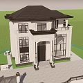 Modern Classic Detached Villa Exterior With Light Colored Walls Large Windows And Wrought Iron Gate