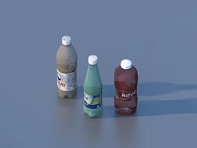 Colorful Plastic Beverage Bottles For Daily Use With Different Labels 3d model