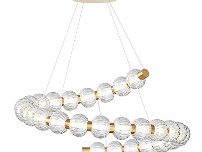 Modern Multi Layer Chandelier With Transparent Glass Balls And Golden Connectors Hanging Design 3d model