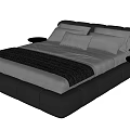 Modern Double Bed Design With Black Frame White Sheets Pillows And Side Nightstands