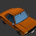 Orange Compact Car With Bright Headlights And Stylish Wheels In 3D Design