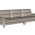 Modern Beige Leather Multi Seater Sofa With Sleek Design And Metal Legs