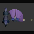 Fantasy Game Character Armored Warrior With Magical Horse And Blue Swords