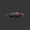 Ferocious Game Movie Character With Red Gray Wrinkled Skin Sharp Horns And Exposed Fangs