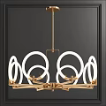 Elegant Modern Chandelier With White Circular Rings And Golden Metal Frame Lighting Design