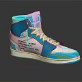 Blue And White High Top Sneakers With Text Details On Upper Design