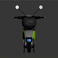 Green Electric Scooter With Black Seat Storage Box Rearview Mirrors And Reflection