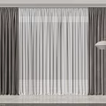 Modern Gray Curtains With Sheer Panels And Floor Lamp In Interior Space 3d model