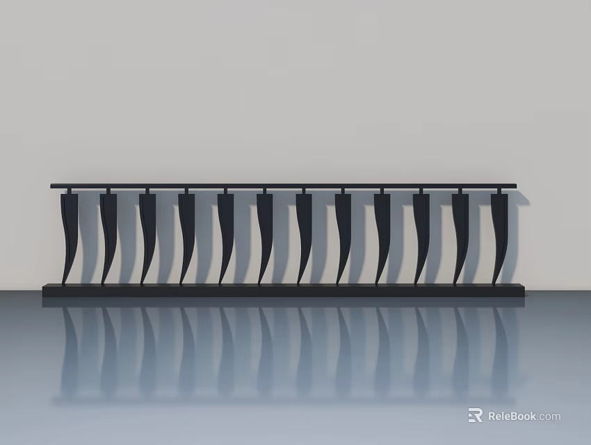 Modern Black Swing Door With Vertical Stripes Design For Interior Decoration 3d model 