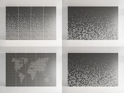 Modern Abstract Dot Pattern Artworks Featuring World Map Design Elements 3d model
