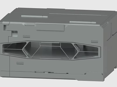 Gray Office Printer Device with Front Opening Tray and Sleek Compact Structure 3d model