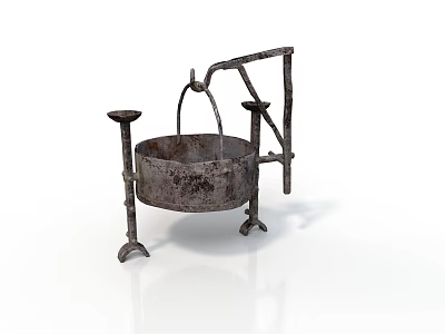 Industrial Equipment Rusted Metal Container With Stand Structure And Vintage Design 3d model