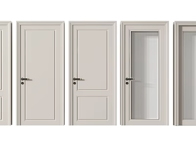 Various Hinged Doors With Glass Panels And Solid Panels In White Finish 3d model