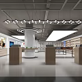 Bright Modern Electronics Store Interior With Shelves Mobile Phones Central Display Tables And White Pillars