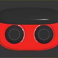 Stylish Red And Black Wireless Earbuds With Portable Charging Case Electronic Device 3d model