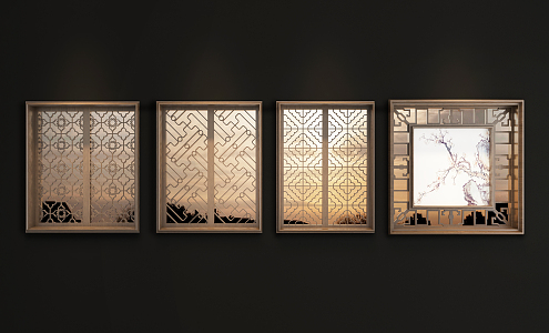 New Chinese-style openwork window 3d model