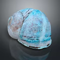 Marine Snail Seashell With Blue Glossy Surface And Natural Spiral Texture On Black Background