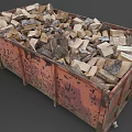 Heavy Duty Orange Perforated Metal Trailer Loaded With Stacked Firewood Logs